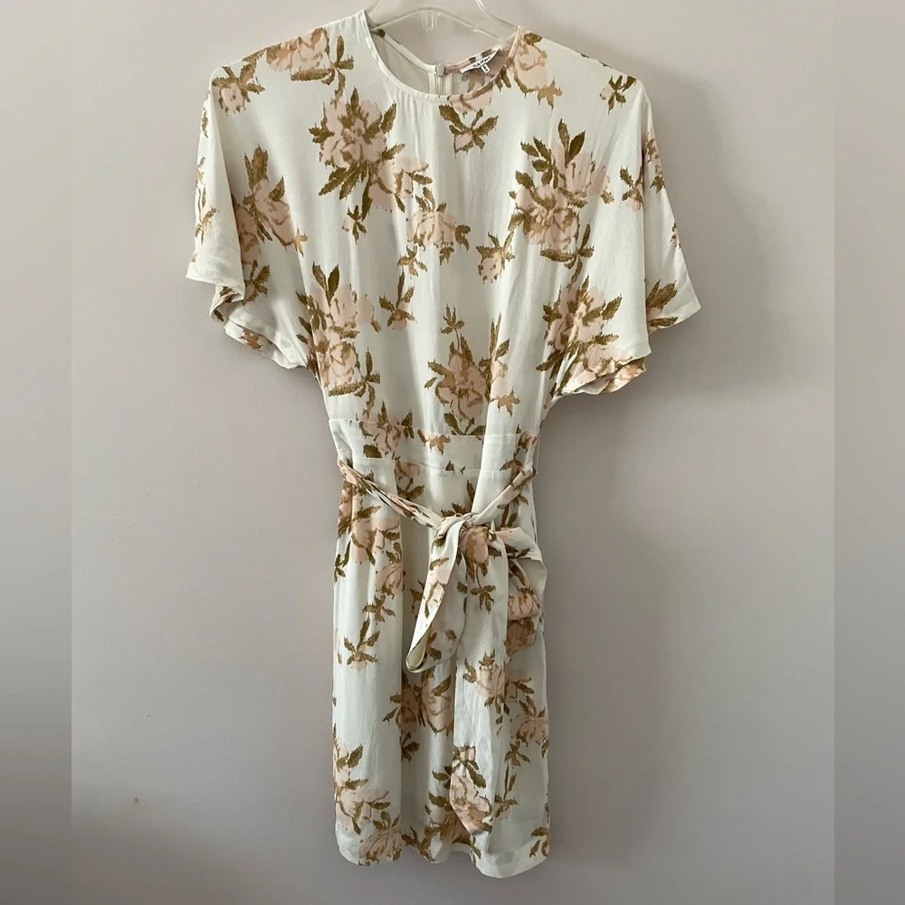 Ganni St. Pierre Crepe Floral Dress in Vanilla Ice Size 36 Small - Picture 4 of 10